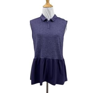 Under Armour Shirt Womens M Medium Purple HeatGear Loose Flounce Hem Golf Polo